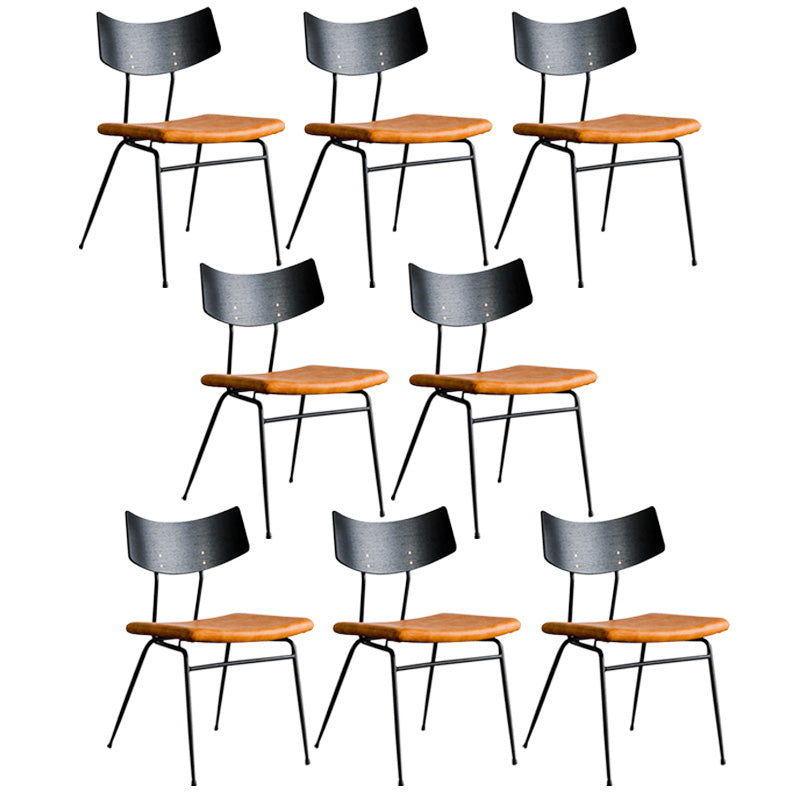 Metal Industrial Style Side Chair Open Back Armless Chair for Patio Use Brown Black Microfiber Leather 8 Piece Set Clearhalo 'Dining Chairs' 'Dining Tables & Seating' 'dining_chair' 'furn' 'furn_dining_chair' 'Furniture' 'Kitchen & Dining Furniture' 6814357