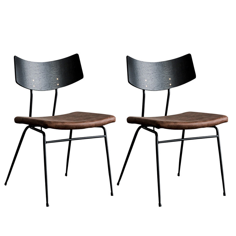 Metal Industrial Style Side Chair Open Back Armless Chair for Patio Use Coffee + Black Microfiber Leather 2 Piece Set Clearhalo 'Dining Chairs' 'Dining Tables & Seating' 'dining_chair' 'furn' 'furn_dining_chair' 'Furniture' 'Kitchen & Dining Furniture' 6814358