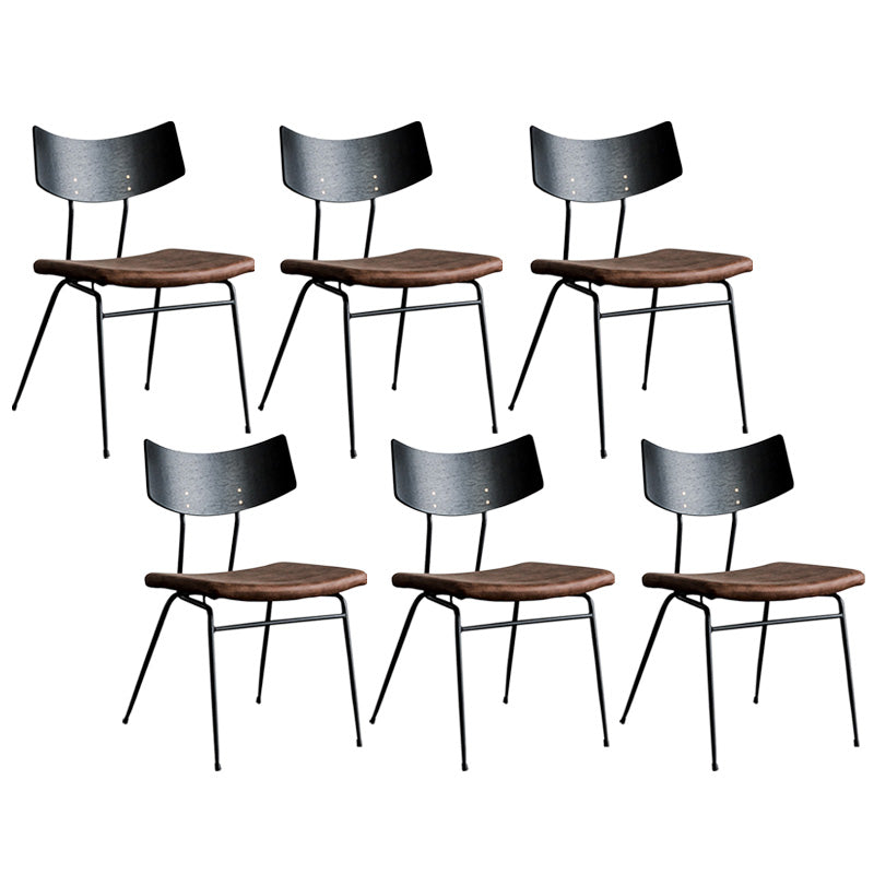 Metal Industrial Style Side Chair Open Back Armless Chair for Patio Use Coffee + Black Microfiber Leather 6 Piece Set Clearhalo 'Dining Chairs' 'Dining Tables & Seating' 'dining_chair' 'furn' 'furn_dining_chair' 'Furniture' 'Kitchen & Dining Furniture' 6814360