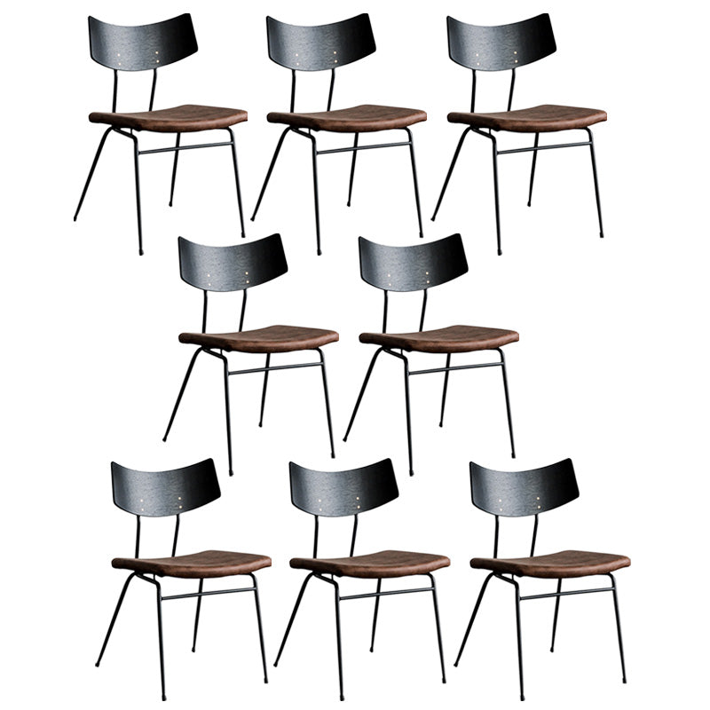Metal Industrial Style Side Chair Open Back Armless Chair for Patio Use Coffee + Black Microfiber Leather 8 Piece Set Clearhalo 'Dining Chairs' 'Dining Tables & Seating' 'dining_chair' 'furn' 'furn_dining_chair' 'Furniture' 'Kitchen & Dining Furniture' 6814361