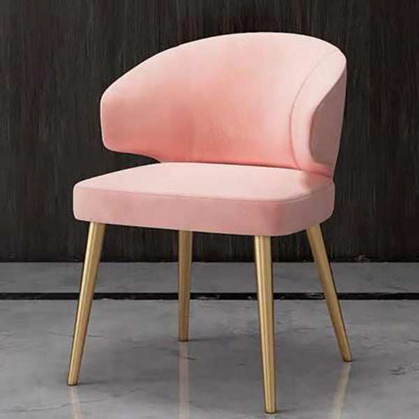 Metal Glam Style Side Chair Wingback Arm Chair with Gold Legs Pink 1 Piece Clearhalo 'Dining Chairs' 'Dining Tables & Seating' 'dining_chair' 'furn' 'furn_dining_chair' 'Furniture' 'Kitchen & Dining Furniture' 6814447