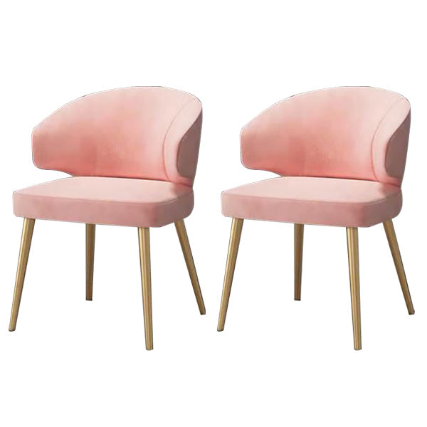 Metal Glam Style Side Chair Wingback Arm Chair with Gold Legs Pink 2 Piece Set Clearhalo 'Dining Chairs' 'Dining Tables & Seating' 'dining_chair' 'furn' 'furn_dining_chair' 'Furniture' 'Kitchen & Dining Furniture' 6814449
