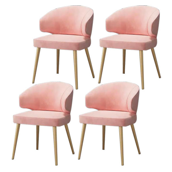 Metal Glam Style Side Chair Wingback Arm Chair with Gold Legs Pink 4 Piece Set Clearhalo 'Dining Chairs' 'Dining Tables & Seating' 'dining_chair' 'furn' 'furn_dining_chair' 'Furniture' 'Kitchen & Dining Furniture' 6814450