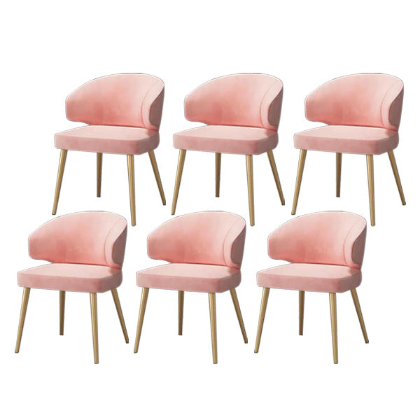 Metal Glam Style Side Chair Wingback Arm Chair with Gold Legs Pink 6 Piece Set Clearhalo 'Dining Chairs' 'Dining Tables & Seating' 'dining_chair' 'furn' 'furn_dining_chair' 'Furniture' 'Kitchen & Dining Furniture' 6814453