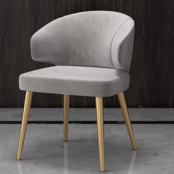 Metal Glam Style Side Chair Wingback Arm Chair with Gold Legs Grey 1 Piece Clearhalo 'Dining Chairs' 'Dining Tables & Seating' 'dining_chair' 'furn' 'furn_dining_chair' 'Furniture' 'Kitchen & Dining Furniture' 6814457