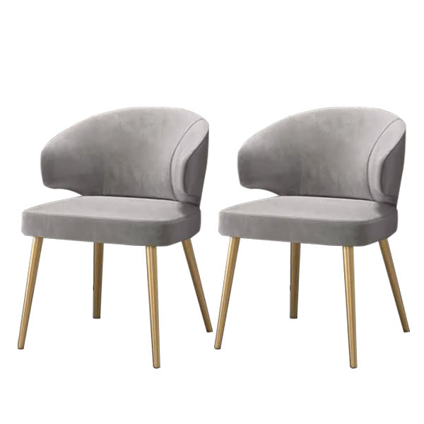Metal Glam Style Side Chair Wingback Arm Chair with Gold Legs Grey 2 Piece Set Clearhalo 'Dining Chairs' 'Dining Tables & Seating' 'dining_chair' 'furn' 'furn_dining_chair' 'Furniture' 'Kitchen & Dining Furniture' 6814459