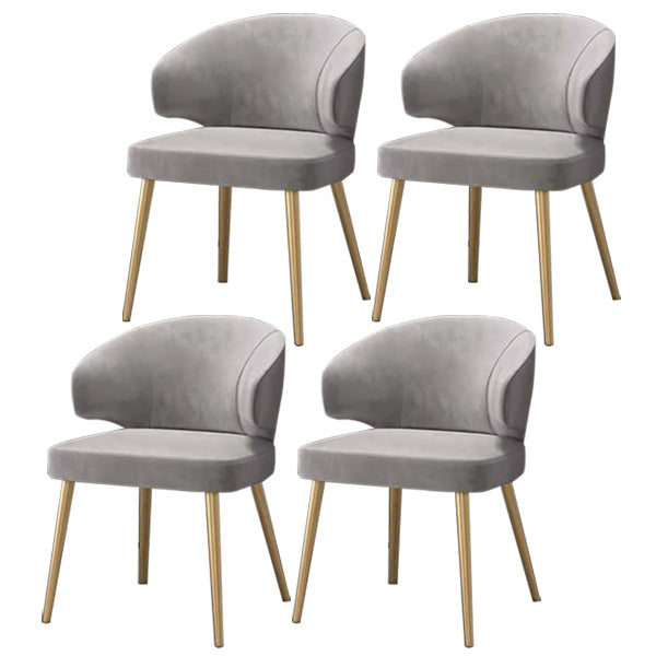 Metal Glam Style Side Chair Wingback Arm Chair with Gold Legs Grey 4 Piece Set Clearhalo 'Dining Chairs' 'Dining Tables & Seating' 'dining_chair' 'furn' 'furn_dining_chair' 'Furniture' 'Kitchen & Dining Furniture' 6814460