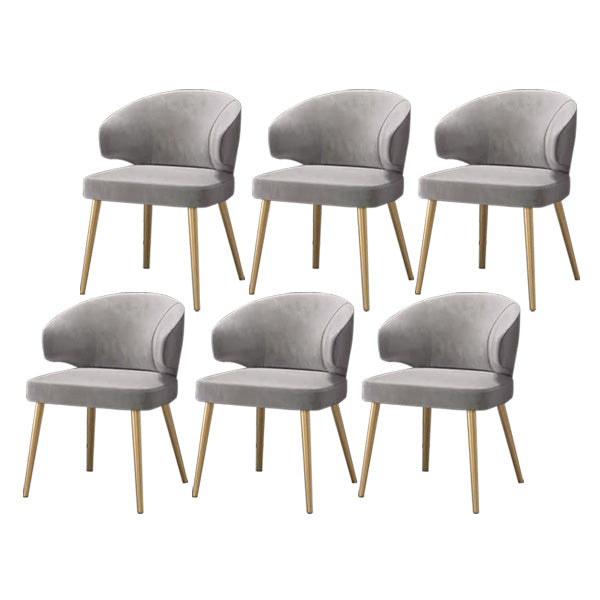 Metal Glam Style Side Chair Wingback Arm Chair with Gold Legs Grey 6 Piece Set Clearhalo 'Dining Chairs' 'Dining Tables & Seating' 'dining_chair' 'furn' 'furn_dining_chair' 'Furniture' 'Kitchen & Dining Furniture' 6814461