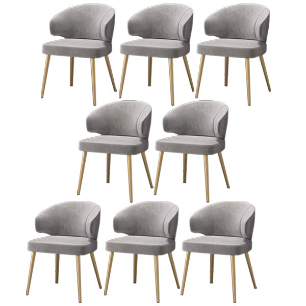 Metal Glam Style Side Chair Wingback Arm Chair with Gold Legs Grey 8 Piece Set Clearhalo 'Dining Chairs' 'Dining Tables & Seating' 'dining_chair' 'furn' 'furn_dining_chair' 'Furniture' 'Kitchen & Dining Furniture' 6814462