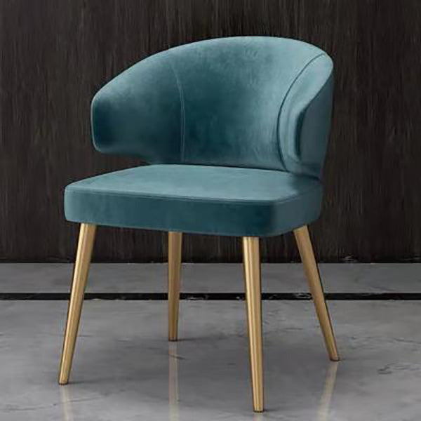Metal Glam Style Side Chair Wingback Arm Chair with Gold Legs Blackish Green 1 Piece Clearhalo 'Dining Chairs' 'Dining Tables & Seating' 'dining_chair' 'furn' 'furn_dining_chair' 'Furniture' 'Kitchen & Dining Furniture' 6814463