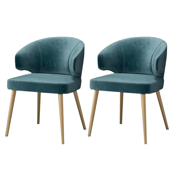 Metal Glam Style Side Chair Wingback Arm Chair with Gold Legs Blackish Green 2 Piece Set Clearhalo 'Dining Chairs' 'Dining Tables & Seating' 'dining_chair' 'furn' 'furn_dining_chair' 'Furniture' 'Kitchen & Dining Furniture' 6814464