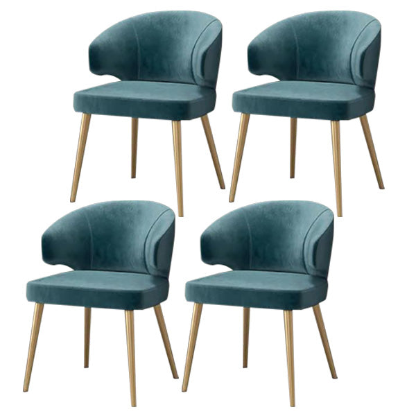 Metal Glam Style Side Chair Wingback Arm Chair with Gold Legs Blackish Green 4 Piece Set Clearhalo 'Dining Chairs' 'Dining Tables & Seating' 'dining_chair' 'furn' 'furn_dining_chair' 'Furniture' 'Kitchen & Dining Furniture' 6814465