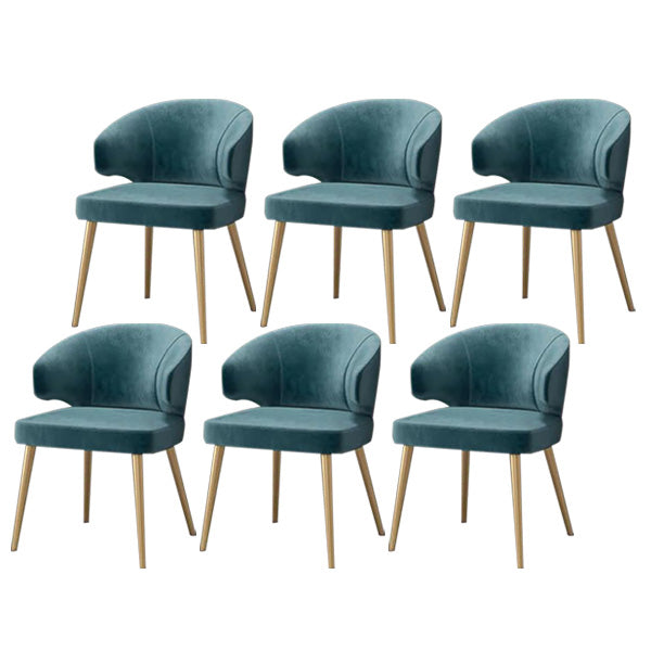 Metal Glam Style Side Chair Wingback Arm Chair with Gold Legs Blackish Green 6 Piece Set Clearhalo 'Dining Chairs' 'Dining Tables & Seating' 'dining_chair' 'furn' 'furn_dining_chair' 'Furniture' 'Kitchen & Dining Furniture' 6814466