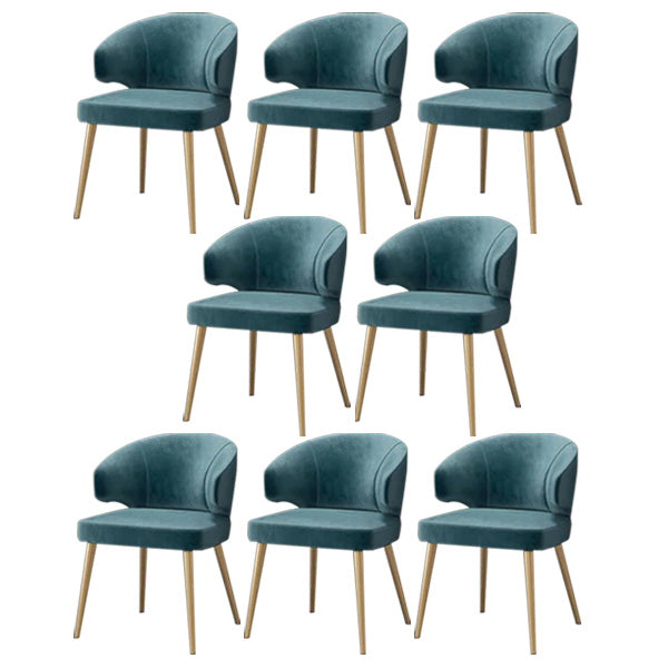 Metal Glam Style Side Chair Wingback Arm Chair with Gold Legs Blackish Green 8 Piece Set Clearhalo 'Dining Chairs' 'Dining Tables & Seating' 'dining_chair' 'furn' 'furn_dining_chair' 'Furniture' 'Kitchen & Dining Furniture' 6814467