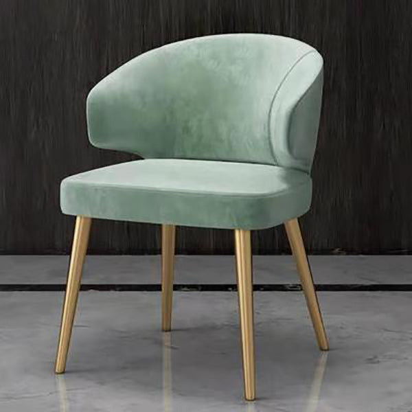 Metal Glam Style Side Chair Wingback Arm Chair with Gold Legs Light Green 1 Piece Clearhalo 'Dining Chairs' 'Dining Tables & Seating' 'dining_chair' 'furn' 'furn_dining_chair' 'Furniture' 'Kitchen & Dining Furniture' 6814468