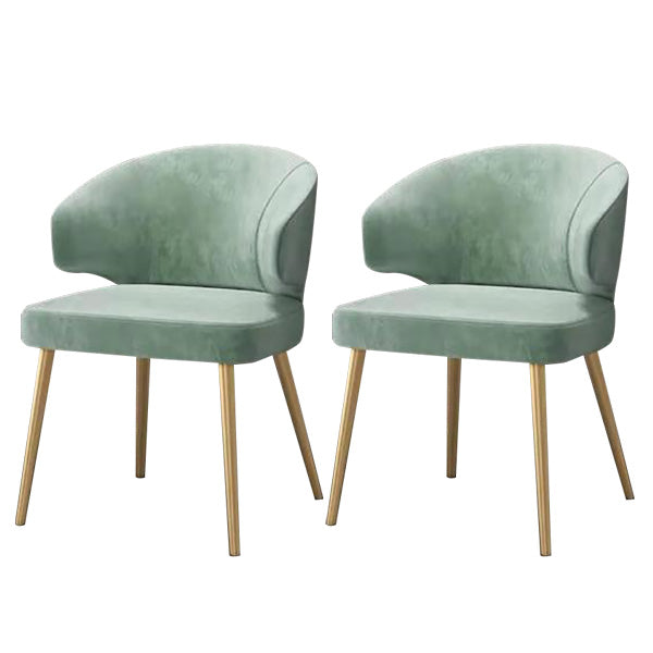 Metal Glam Style Side Chair Wingback Arm Chair with Gold Legs Light Green 2 Piece Set Clearhalo 'Dining Chairs' 'Dining Tables & Seating' 'dining_chair' 'furn' 'furn_dining_chair' 'Furniture' 'Kitchen & Dining Furniture' 6814469