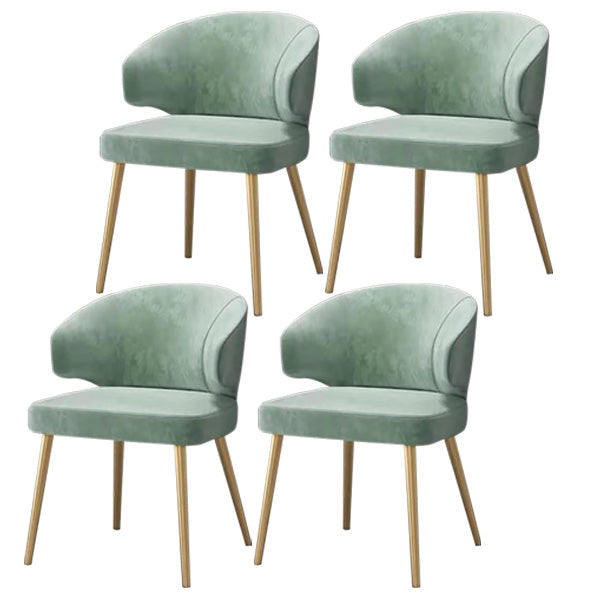 Metal Glam Style Side Chair Wingback Arm Chair with Gold Legs Light Green 4 Piece Set Clearhalo 'Dining Chairs' 'Dining Tables & Seating' 'dining_chair' 'furn' 'furn_dining_chair' 'Furniture' 'Kitchen & Dining Furniture' 6814470