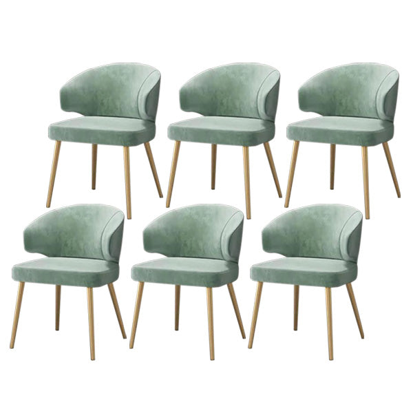 Metal Glam Style Side Chair Wingback Arm Chair with Gold Legs Light Green 6 Piece Set Clearhalo 'Dining Chairs' 'Dining Tables & Seating' 'dining_chair' 'furn' 'furn_dining_chair' 'Furniture' 'Kitchen & Dining Furniture' 6814471