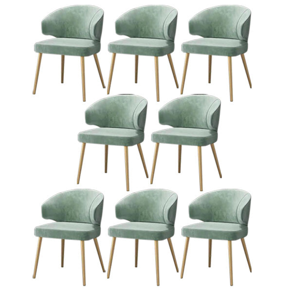 Metal Glam Style Side Chair Wingback Arm Chair with Gold Legs Light Green 8 Piece Set Clearhalo 'Dining Chairs' 'Dining Tables & Seating' 'dining_chair' 'furn' 'furn_dining_chair' 'Furniture' 'Kitchen & Dining Furniture' 6814472