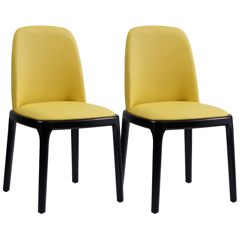 Modern Style Home Dining Side Chair Wood Parsons Armless Chair Yellow 2 Piece Set Clearhalo 'Dining Chairs' 'Dining Tables & Seating' 'dining_chair' 'furn' 'furn_dining_chair' 'Furniture' 'Kitchen & Dining Furniture' 6814498