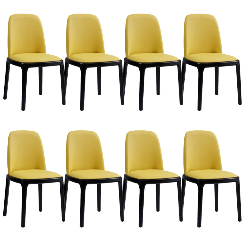 Modern Style Home Dining Side Chair Wood Parsons Armless Chair Yellow 8 Piece Set Clearhalo 'Dining Chairs' 'Dining Tables & Seating' 'dining_chair' 'furn' 'furn_dining_chair' 'Furniture' 'Kitchen & Dining Furniture' 6814501