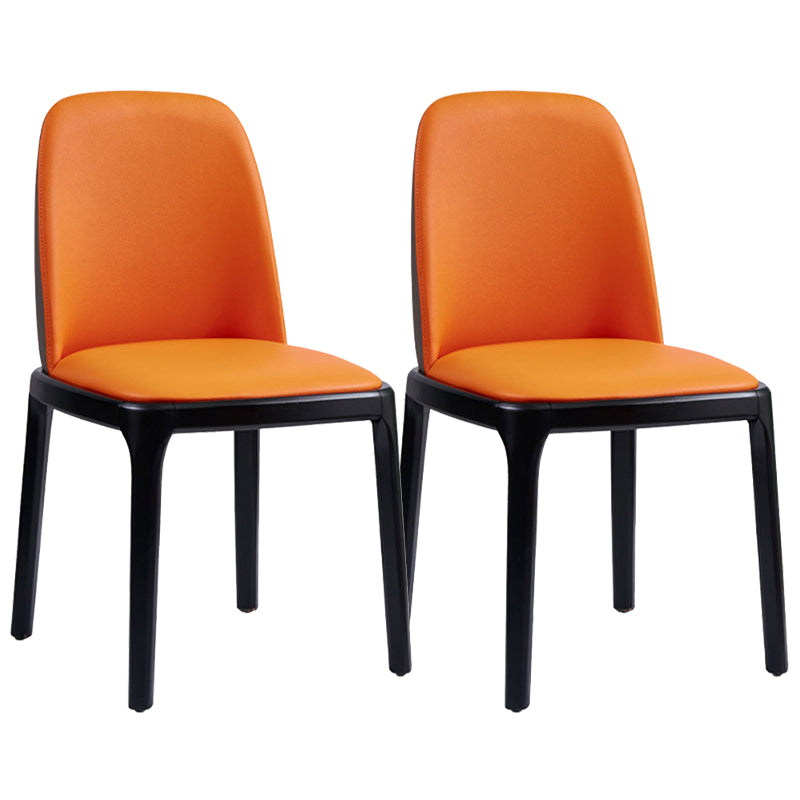 Modern Style Home Dining Side Chair Wood Parsons Armless Chair Grey Orange 2 Piece Set Clearhalo 'Dining Chairs' 'Dining Tables & Seating' 'dining_chair' 'furn' 'furn_dining_chair' 'Furniture' 'Kitchen & Dining Furniture' 6814523