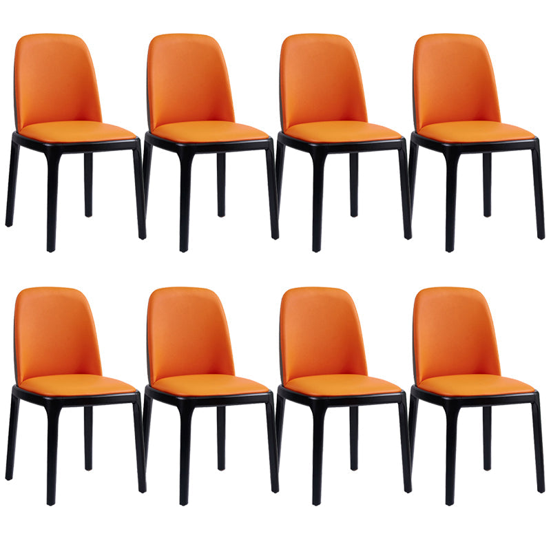 Modern Style Home Dining Side Chair Wood Parsons Armless Chair Grey Orange 8 Piece Set Clearhalo 'Dining Chairs' 'Dining Tables & Seating' 'dining_chair' 'furn' 'furn_dining_chair' 'Furniture' 'Kitchen & Dining Furniture' 6814526