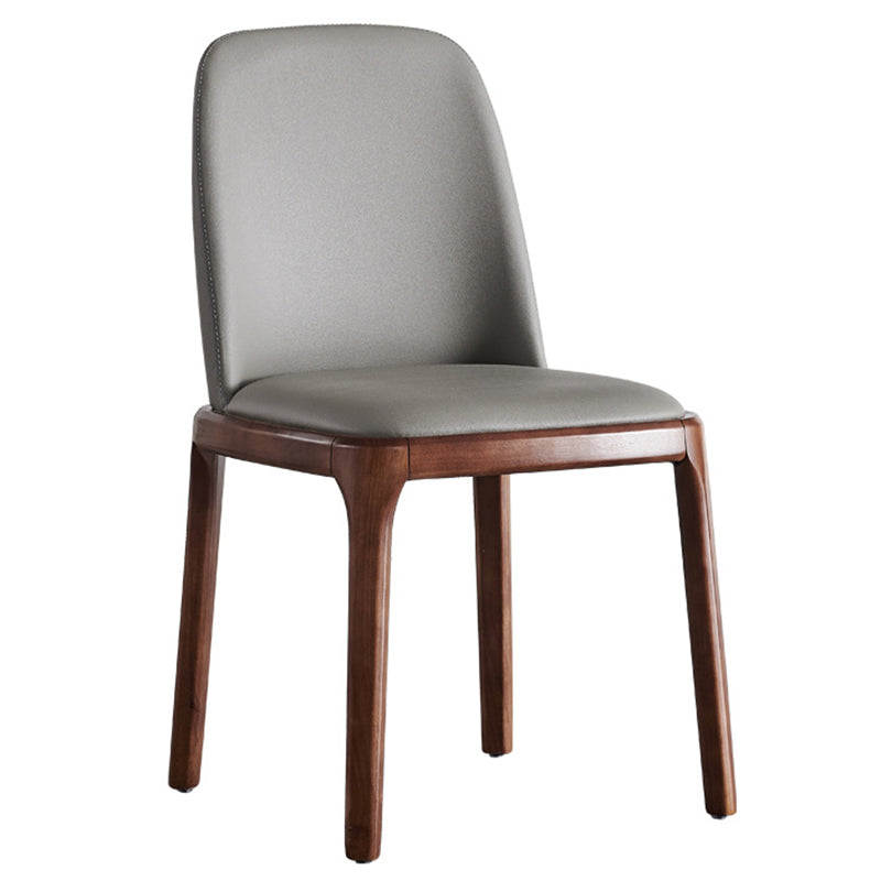 Modern Style Home Dining Side Chair Wood Parsons Armless Chair Walnut + Gray 1 Piece Clearhalo 'Dining Chairs' 'Dining Tables & Seating' 'dining_chair' 'furn' 'furn_dining_chair' 'Furniture' 'Kitchen & Dining Furniture' 6814527