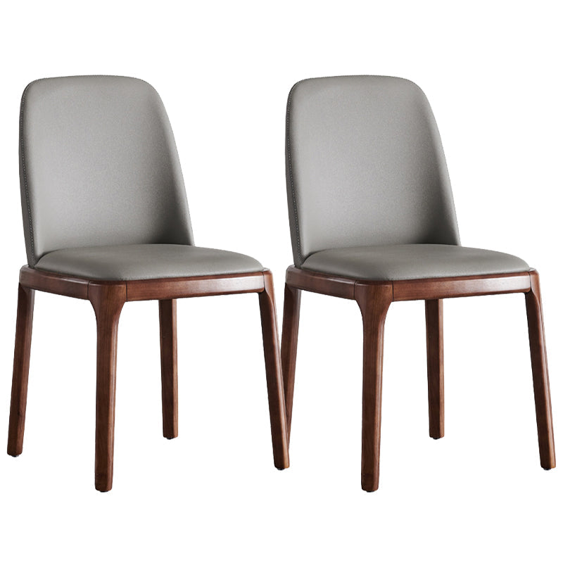 Modern Style Home Dining Side Chair Wood Parsons Armless Chair Walnut + Gray 2 Piece Set Clearhalo 'Dining Chairs' 'Dining Tables & Seating' 'dining_chair' 'furn' 'furn_dining_chair' 'Furniture' 'Kitchen & Dining Furniture' 6814528