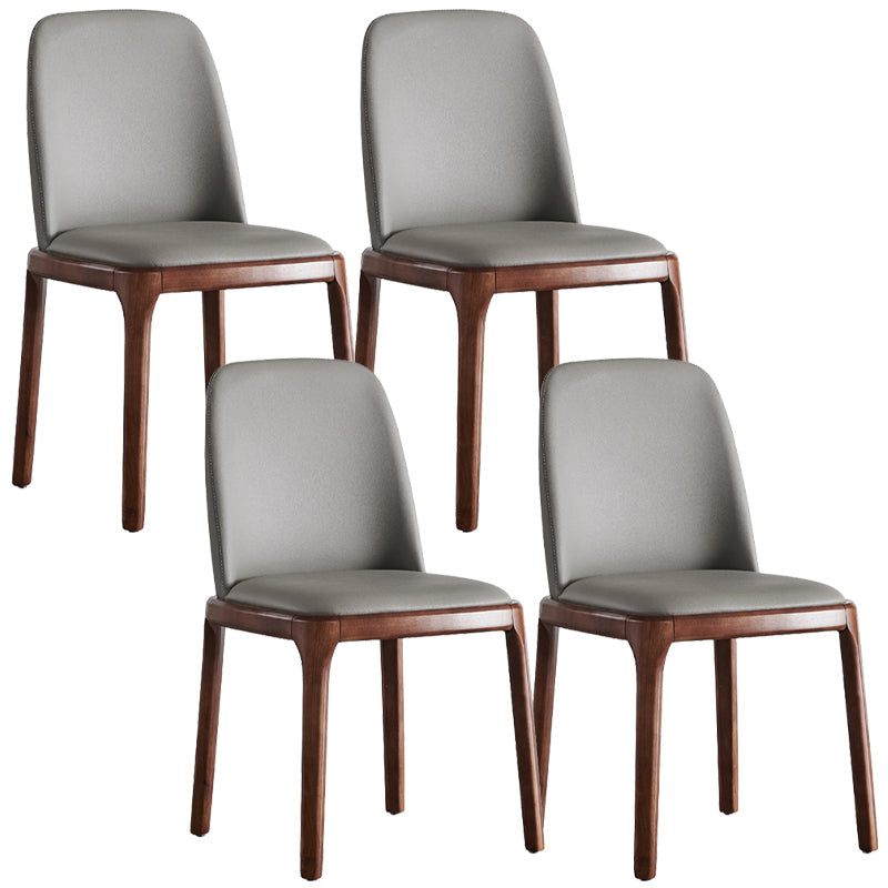 Modern Style Home Dining Side Chair Wood Parsons Armless Chair Walnut + Gray 4 Piece Set Clearhalo 'Dining Chairs' 'Dining Tables & Seating' 'dining_chair' 'furn' 'furn_dining_chair' 'Furniture' 'Kitchen & Dining Furniture' 6814529