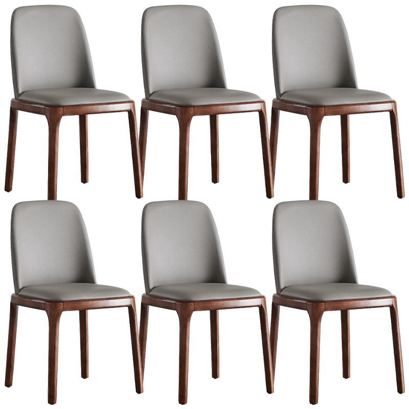 Modern Style Home Dining Side Chair Wood Parsons Armless Chair Walnut + Gray 6 Piece Set Clearhalo 'Dining Chairs' 'Dining Tables & Seating' 'dining_chair' 'furn' 'furn_dining_chair' 'Furniture' 'Kitchen & Dining Furniture' 6814530