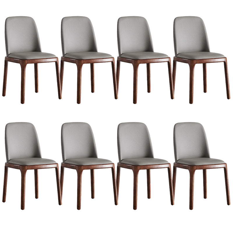 Modern Style Home Dining Side Chair Wood Parsons Armless Chair Walnut + Gray 8 Piece Set Clearhalo 'Dining Chairs' 'Dining Tables & Seating' 'dining_chair' 'furn' 'furn_dining_chair' 'Furniture' 'Kitchen & Dining Furniture' 6814531