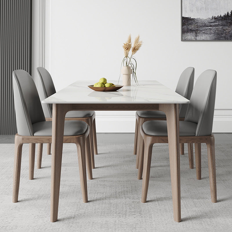 Style contemporain 1/2/5 pièces chaises de restauration Ensemble de meubles en pierre rectangulaire en blanc