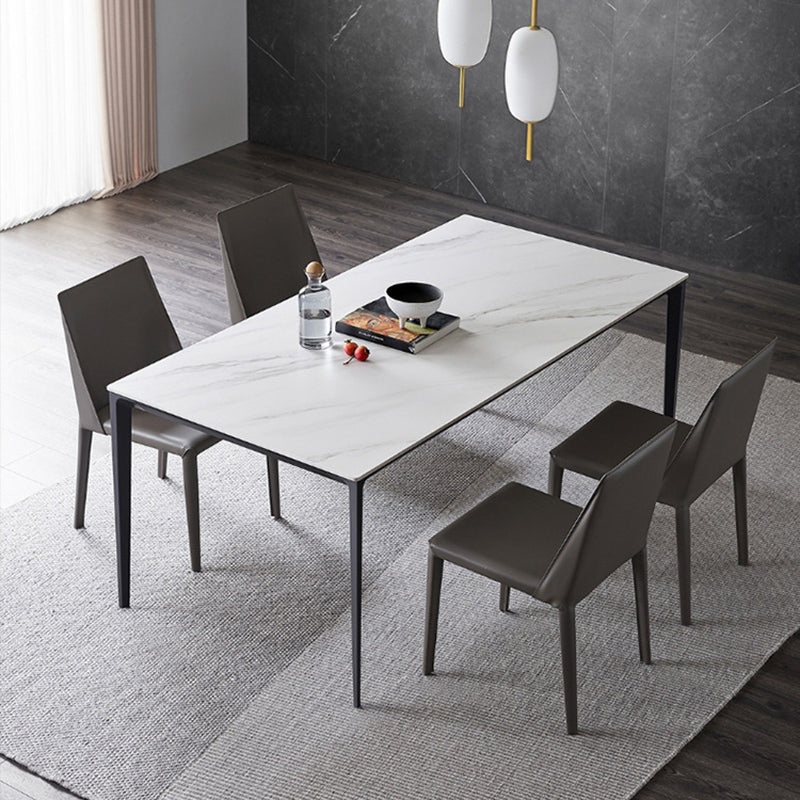 Contemporary 1/2/3/5 Pieces Dining Chairs Set Rectangle Stone Furniture in White