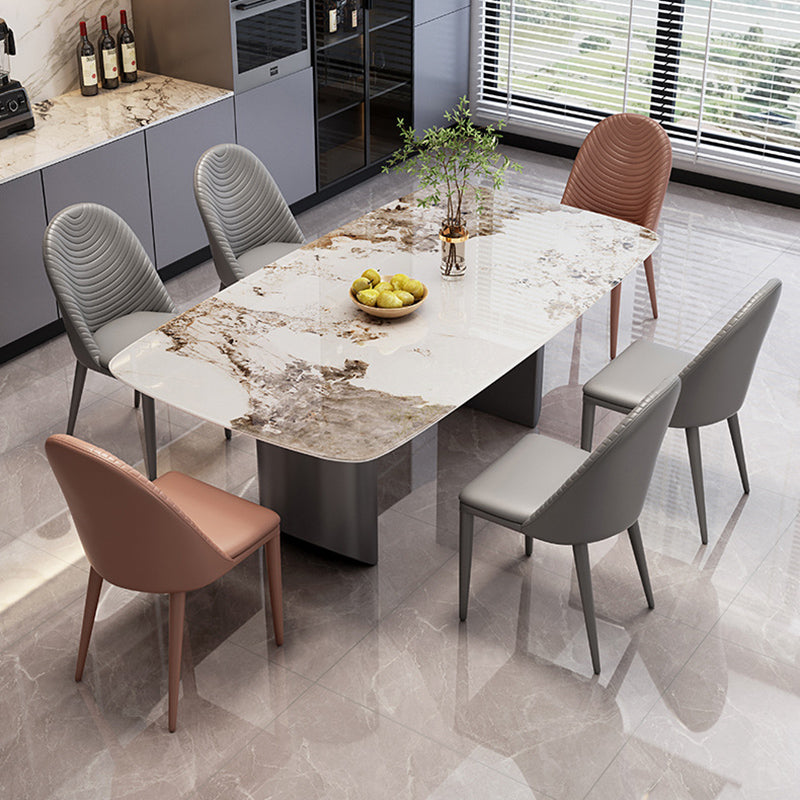 Style moderne 1/4/5/7 Pièces chaises de restauration Ensemble de meubles en pierre rectangulaire en blanc
