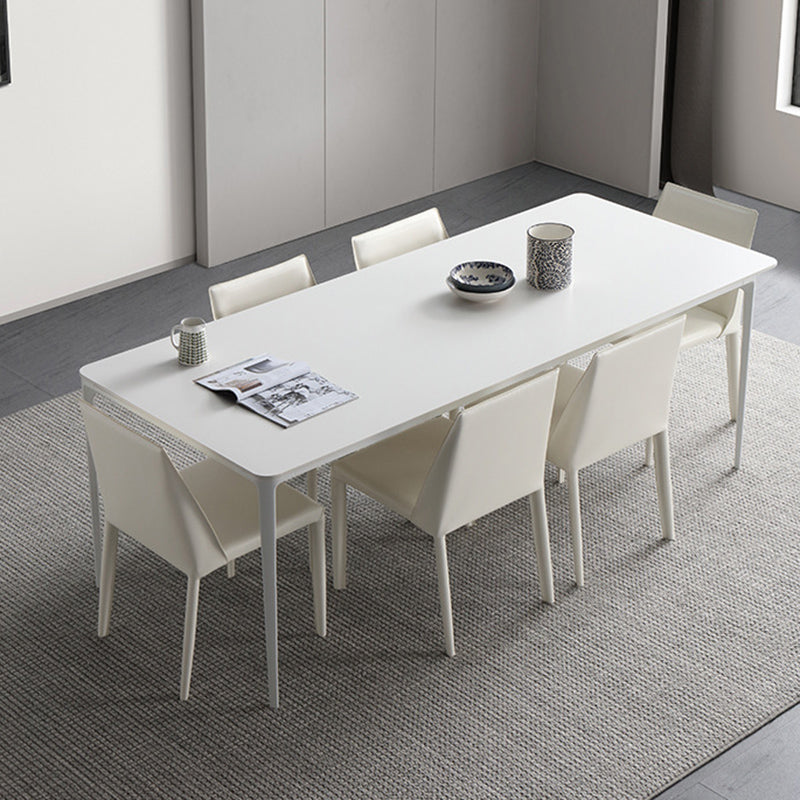 Modern Style 1/2/4/5/6/7 Pieces Dining Chairs Set Rectangle Stone Furniture in White 7 Pieces: Table, 6 Chairs Clearhalo 'Dining Room Sets' 'Dining Tables & Seating' 'dining_room_set' 'furn' 'furn_dining_room_set' 'Furniture' 'Kitchen & Dining Furniture' 6814712