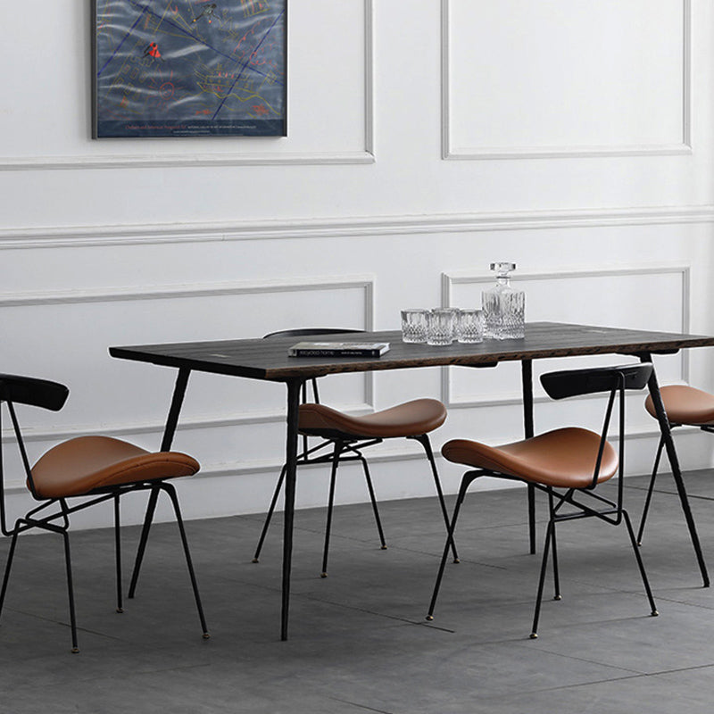 Industrial 1/5 Pieces Dining Set Rectangle Oak Wood Dining Table for Dining Room Clearhalo 'Dining Room Sets' 'Dining Tables & Seating' 'dining_room_set' 'furn' 'furn_dining_room_set' 'Furniture' 'Kitchen & Dining Furniture' 6814732