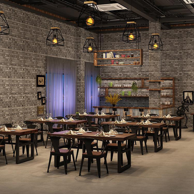 Industrial 1/3/5/7 Pieces Dining Set Rectangle Wood Dining Table for Cafe Clearhalo 'Dining Room Sets' 'Dining Tables & Seating' 'dining_room_set' 'furn' 'furn_dining_room_set' 'Furniture' 'Kitchen & Dining Furniture' 6814761