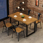 Industrial 1/5 Pieces Dining Set Rectangle Pine Wood Dining Table for Dining Room Cafe