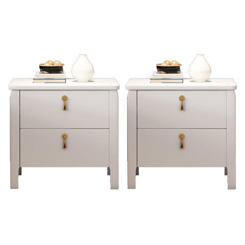 2 - Drawer Contemporary Accent Table Nightstand Antique Finish Bed Nightstand