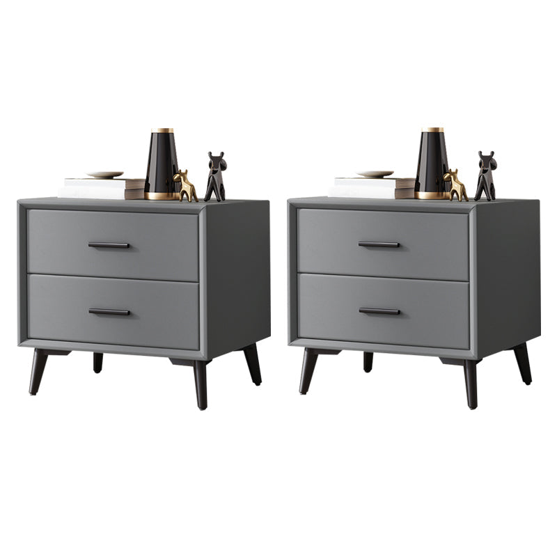 Contemporary Accent Table Nightstand Drawer Storage Nightstand Grey 2 Piece Set Clearhalo 'Bedroom Furniture' 'furn' 'furn_night_stand' 'Furniture' 'night_stand' 'Nightstands' 6815227