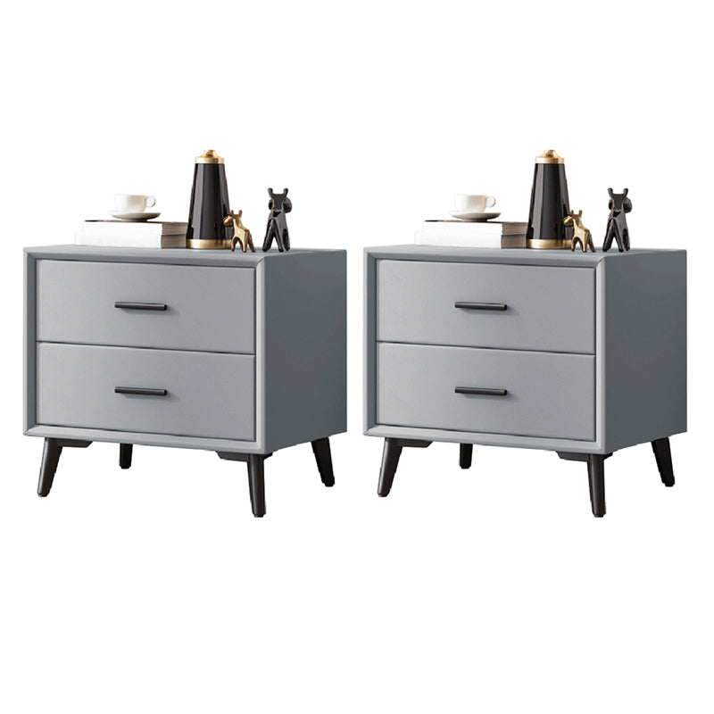 Contemporary Accent Table Nightstand Drawer Storage Nightstand Light Gray 2 Piece Set Clearhalo 'Bedroom Furniture' 'furn' 'furn_night_stand' 'Furniture' 'night_stand' 'Nightstands' 6815229