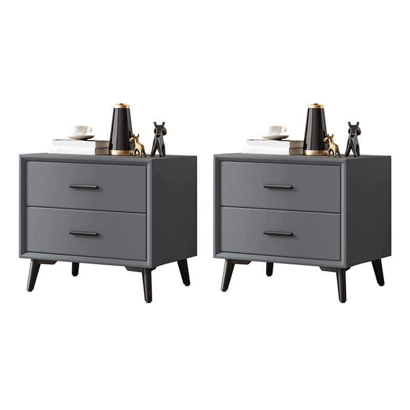 Contemporary Accent Table Nightstand Drawer Storage Nightstand Dark Gray 2 Piece Set Clearhalo 'Bedroom Furniture' 'furn' 'furn_night_stand' 'Furniture' 'night_stand' 'Nightstands' 6815231