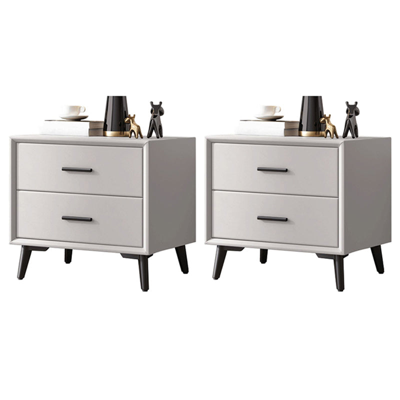 Contemporary Accent Table Nightstand Drawer Storage Nightstand Off-White 2 Piece Set Clearhalo 'Bedroom Furniture' 'furn' 'furn_night_stand' 'Furniture' 'night_stand' 'Nightstands' 6815233