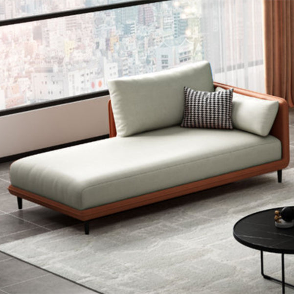 Modern Style Recessed Arms Chaise Living Room Faux Leather Chaise White Orange Right-Arm Chaise Clearhalo 'Chairs & Seating' 'Chaise Lounge' 'chaise_lounge' 'furn' 'furn_chaise_lounge' 'Furniture' 'Living Room Furniture' 6815295