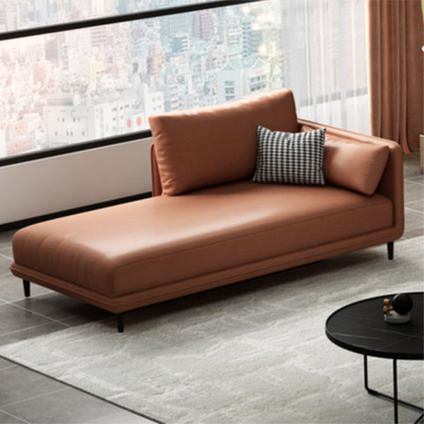 Modern Style Recessed Arms Chaise Living Room Faux Leather Chaise Clearhalo 'Chairs & Seating' 'Chaise Lounge' 'chaise_lounge' 'furn' 'furn_chaise_lounge' 'Furniture' 'Living Room Furniture' 6815296