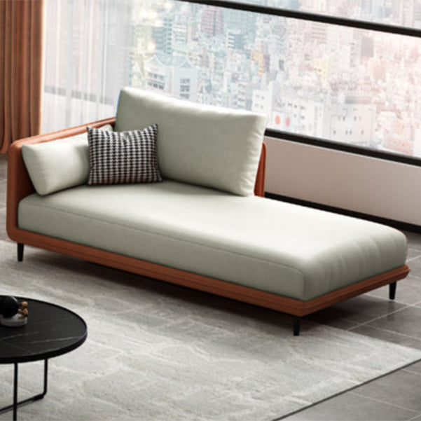 Modern Style Recessed Arms Chaise Living Room Faux Leather Chaise White Orange Left-Arm Chaise Clearhalo 'Chairs & Seating' 'Chaise Lounge' 'chaise_lounge' 'furn' 'furn_chaise_lounge' 'Furniture' 'Living Room Furniture' 6815297