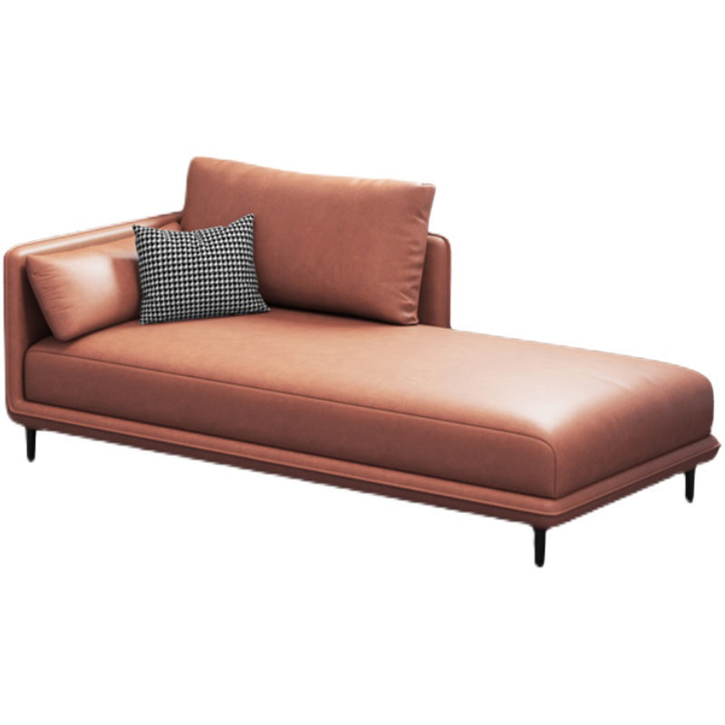 Modern Style Recessed Arms Chaise Living Room Faux Leather Chaise Orange Left-Arm Chaise Latex Clearhalo 'Chairs & Seating' 'Chaise Lounge' 'chaise_lounge' 'furn' 'furn_chaise_lounge' 'Furniture' 'Living Room Furniture' 6815301
