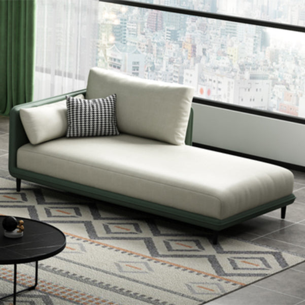 Modern Style Recessed Arms Chaise Living Room Faux Leather Chaise White Green Left-Arm Chaise Clearhalo 'Chairs & Seating' 'Chaise Lounge' 'chaise_lounge' 'furn' 'furn_chaise_lounge' 'Furniture' 'Living Room Furniture' 6815302