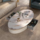 Slate Oval Coffee Table Glam Single Coffee Table with 2 Drawers
